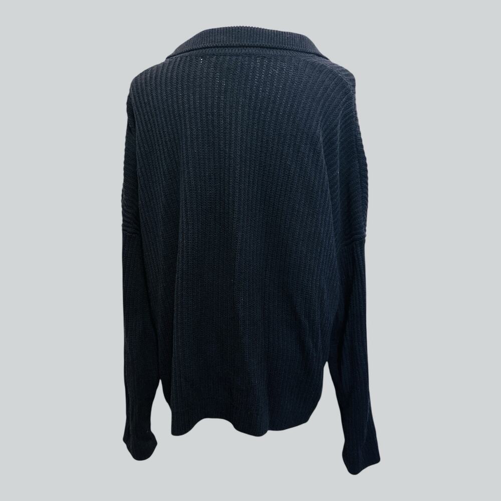 J. Jill Women's Navy Ribbed Cardigan Sweater‎ Size L Button Up Coastal Nautical - Picture 3 of 9
